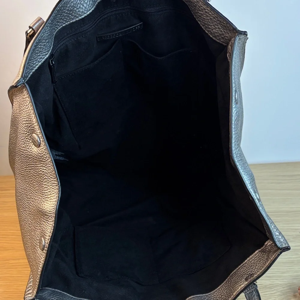 Rebecca‎ Minkoff Megan Large Tote Silver Leather Metallic Like New!!